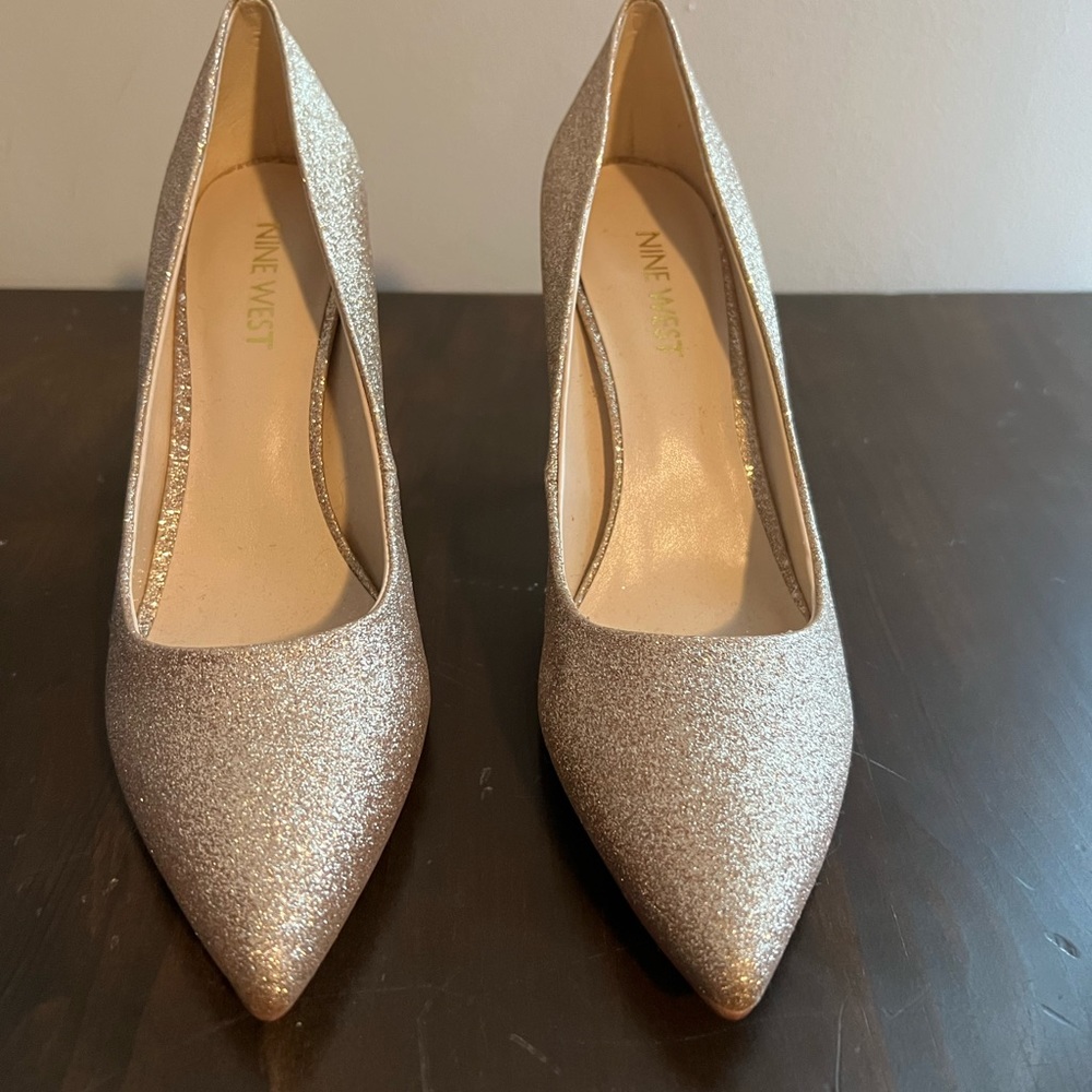 Nine West Gold Glitter Heels